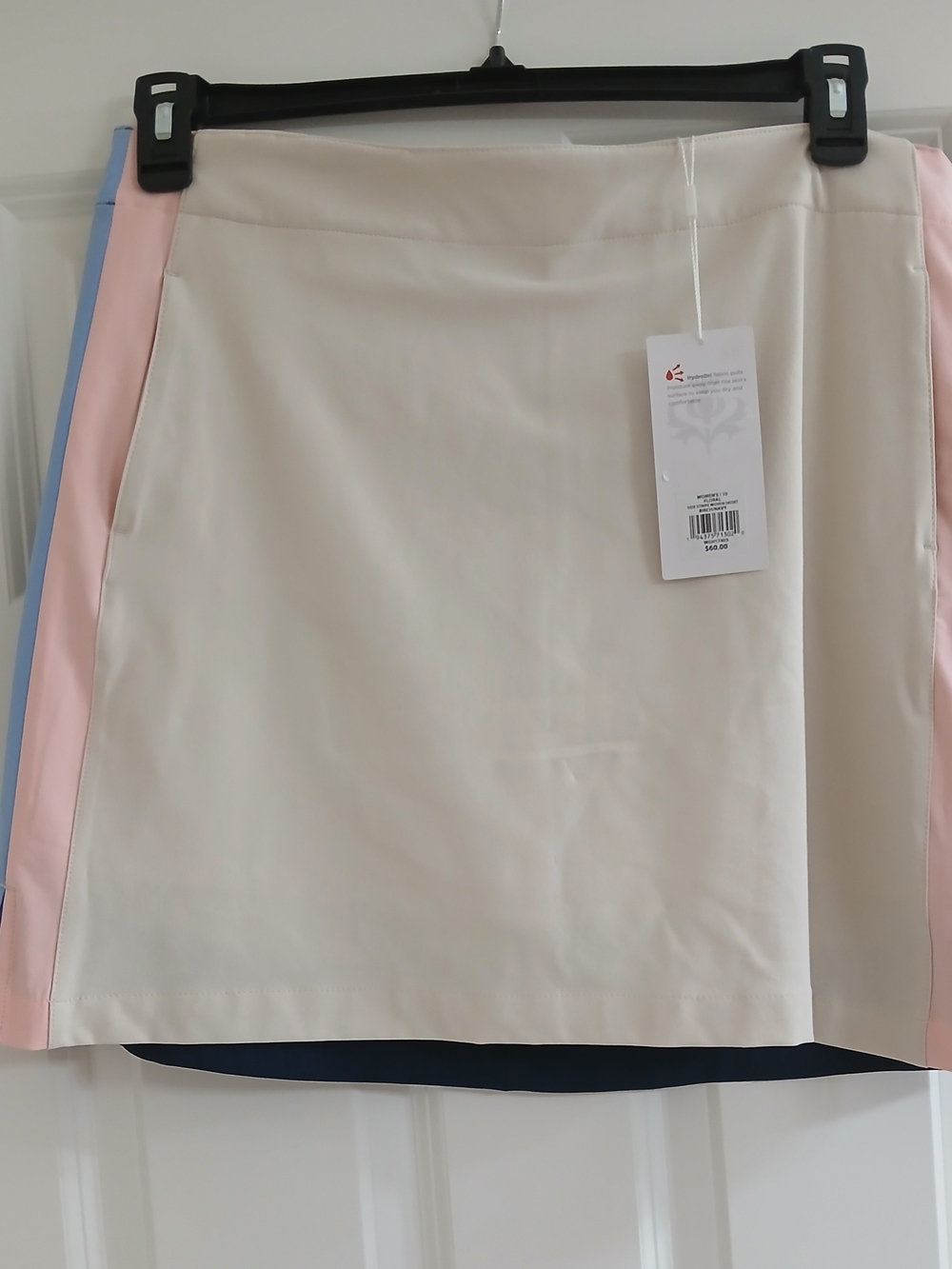 Lady Hagen Cream A-Line Golf Skirt with Pink & Blue Side Panels